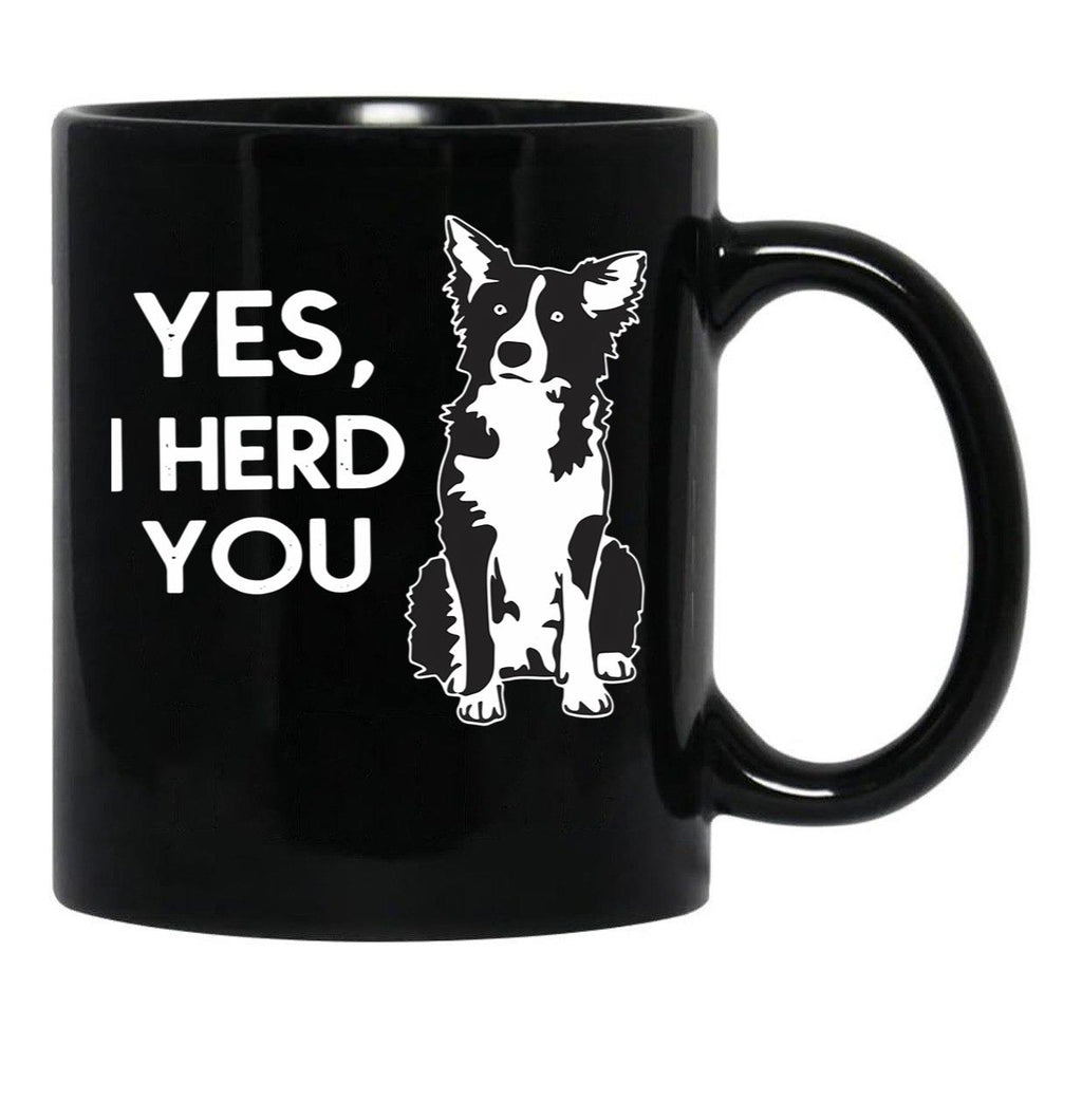 Australian Shepherd Herding Dog Funny I Herd You Mom Dad Black Coffee Mug, Gift Coffee Mug - Black