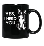 Australian Shepherd Herding Dog Funny I Herd You Mom Dad Black Coffee Mug, Gift Coffee Mug - Black