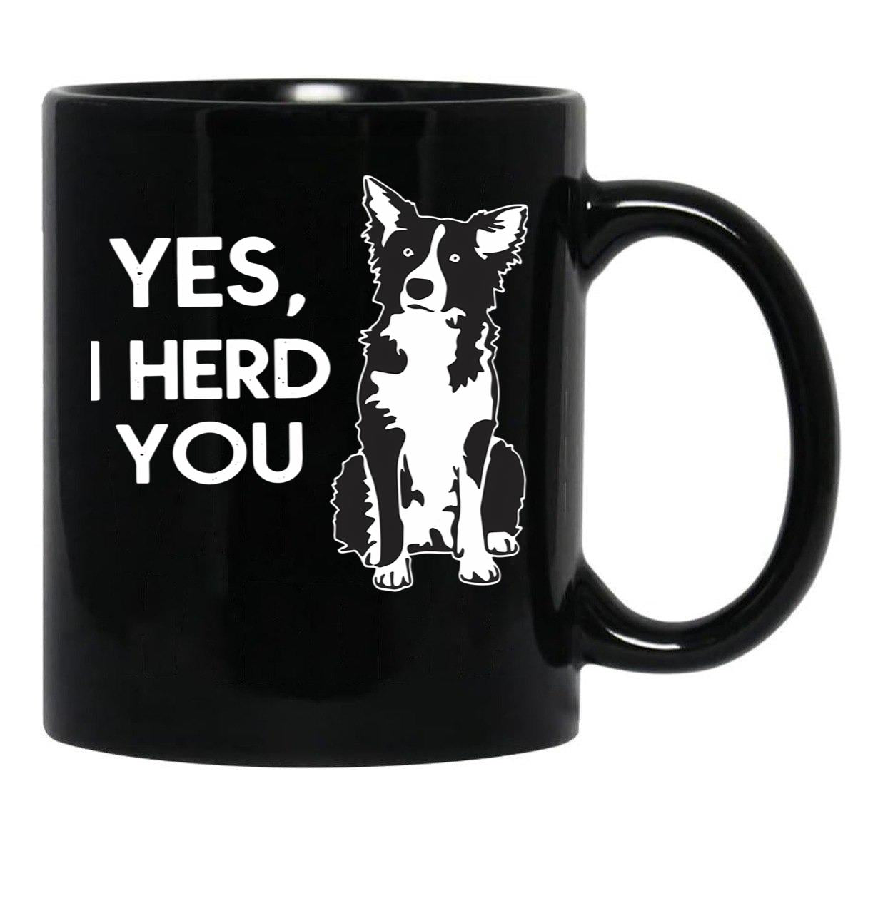 Australian Shepherd Herding Dog Funny I Herd You Mom Dad Black Coffee Mug, Gift Coffee Mug - Black