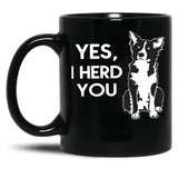 Australian Shepherd Herding Dog Funny I Herd You Mom Dad Black Coffee Mug, Gift Coffee Mug - Black