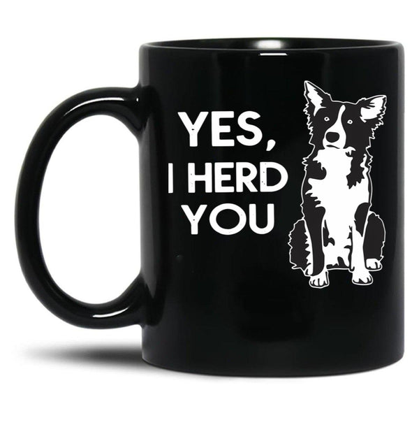 Australian Shepherd Herding Dog Funny I Herd You Mom Dad Black Coffee Mug, Gift Coffee Mug - Black