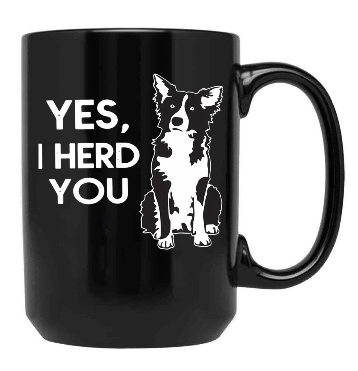 Australian Shepherd Herding Dog Funny I Herd You Mom Dad Black Coffee Mug, Gift Coffee Mug