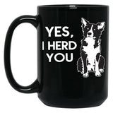 Australian Shepherd Herding Dog Funny I Herd You Mom Dad Black Coffee Mug, Gift Coffee Mug