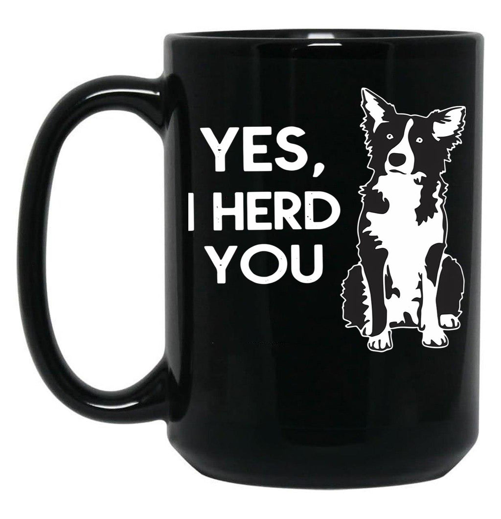 Australian Shepherd Herding Dog Funny I Herd You Mom Dad Black Coffee Mug, Gift Coffee Mug