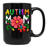 Autism Mom Awareness Autism Mom Support Puzzle Funny Black Coffee Mug, Gift Coffee Mug