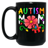 Autism Mom Awareness Autism Mom Support Puzzle Funny Black Coffee Mug, Gift Coffee Mug