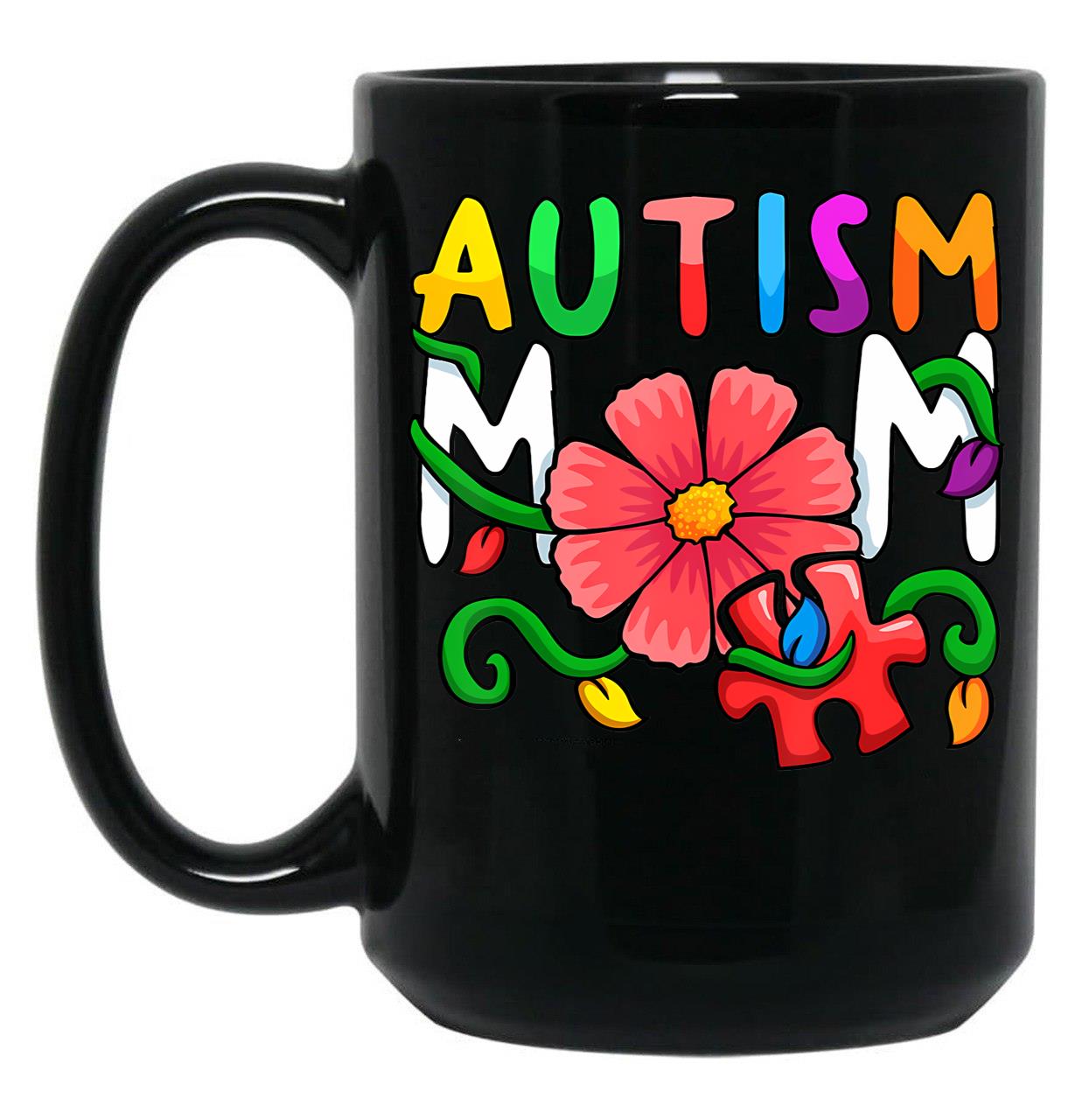 Autism Mom Awareness Autism Mom Support Puzzle Funny Black Coffee Mug, Gift Coffee Mug