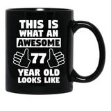 Aweseome 77 Year Old 77Th Birthday Gift Black Coffee Mug, Gift Coffee Mug - Black