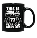 Aweseome 77 Year Old 77Th Birthday Gift Black Coffee Mug, Gift Coffee Mug - Black