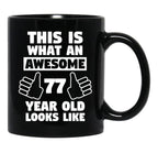 Aweseome 77 Year Old 77Th Birthday Gift Black Coffee Mug, Gift Coffee Mug - Black