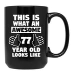 Aweseome 77 Year Old 77Th Birthday Gift Black Coffee Mug, Gift Coffee Mug