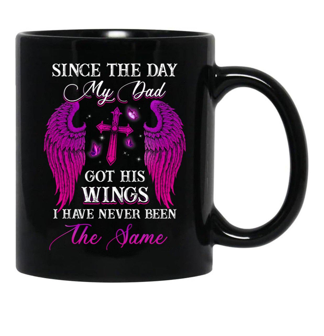 Awesome Family Memorial Angel Dad Graphic Mug Daughter Birthday Fathers Day Mug Black Coffee Mug - Black