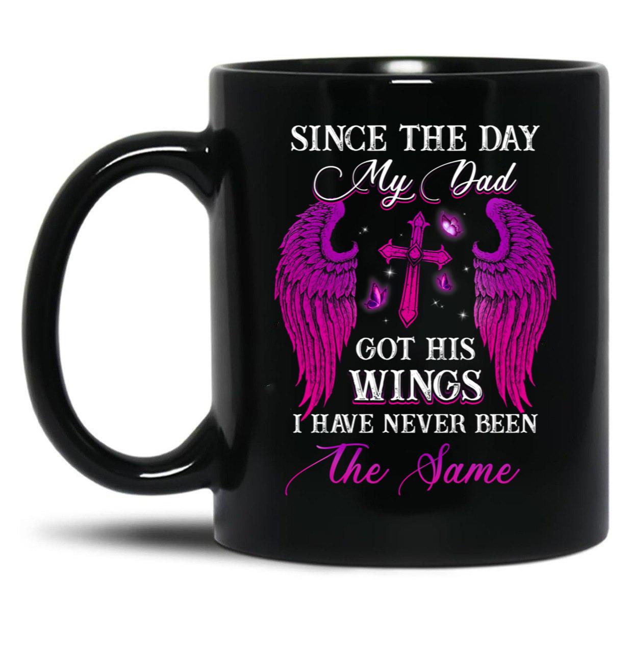 Awesome Family Memorial Angel Dad Graphic Mug Daughter Birthday Fathers Day Mug Black Coffee Mug