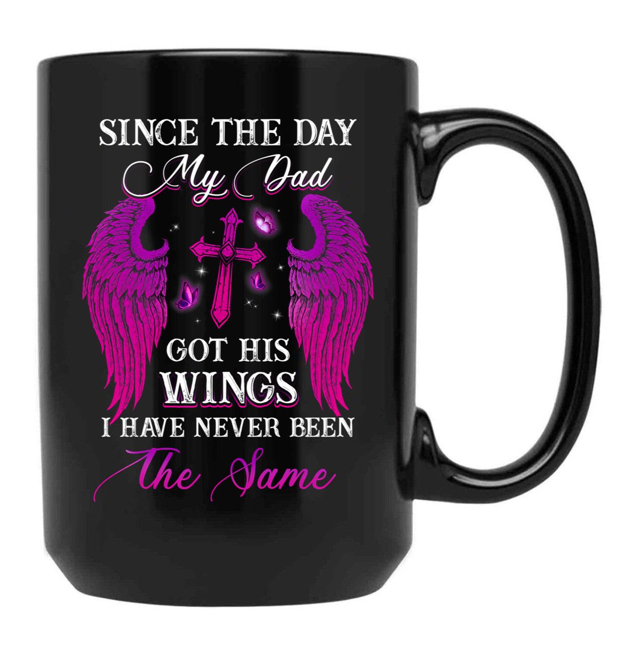 Awesome Family Memorial Angel Dad Graphic Mug Daughter Birthday Fathers Day Mug Black Coffee Mug - Black