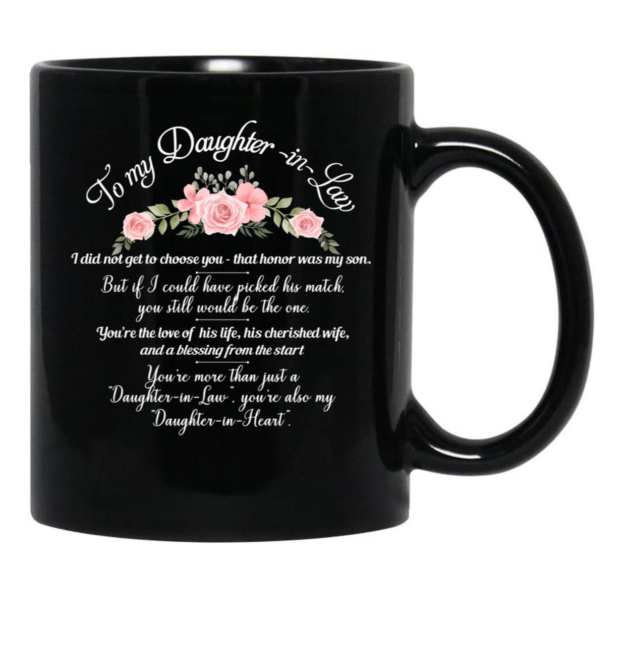 Awesome Flowers Daughter In Law From Mother In Law Floral Birthday Mug Black Coffee Mug - Black