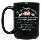 Awesome Flowers Daughter In Law From Mother In Law Floral Birthday Mug Black Coffee Mug