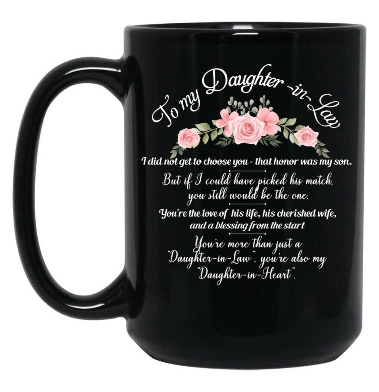Awesome Flowers Daughter In Law From Mother In Law Floral Birthday Mug Black Coffee Mug