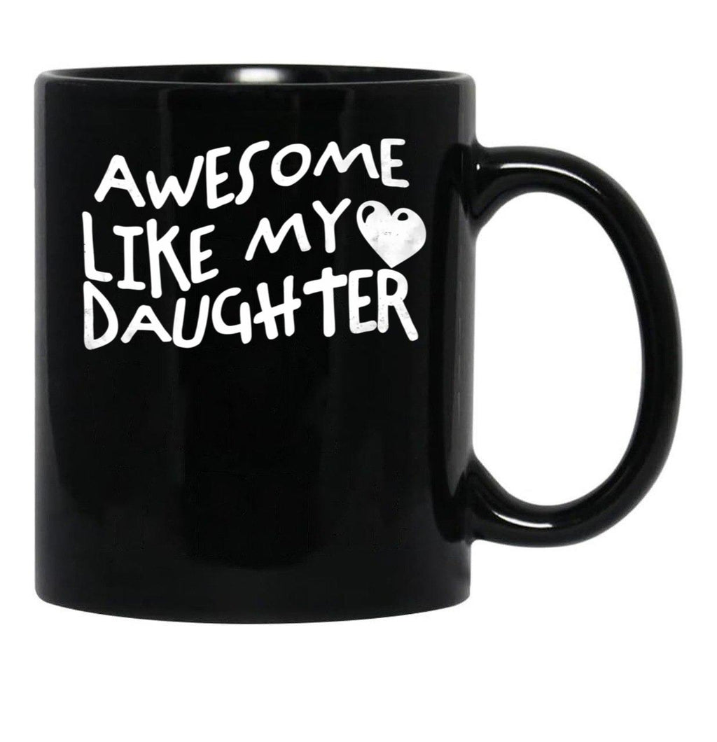 Awesome Like My Daughter Father'S Day Fun Wave Heart Black Coffee Mug - Black