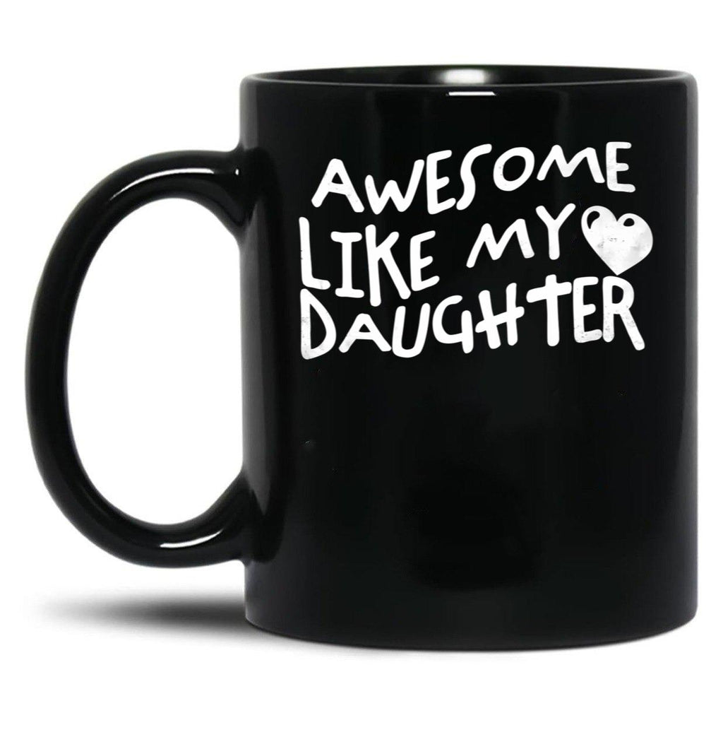 Awesome Like My Daughter Father'S Day Fun Wave Heart Black Coffee Mug