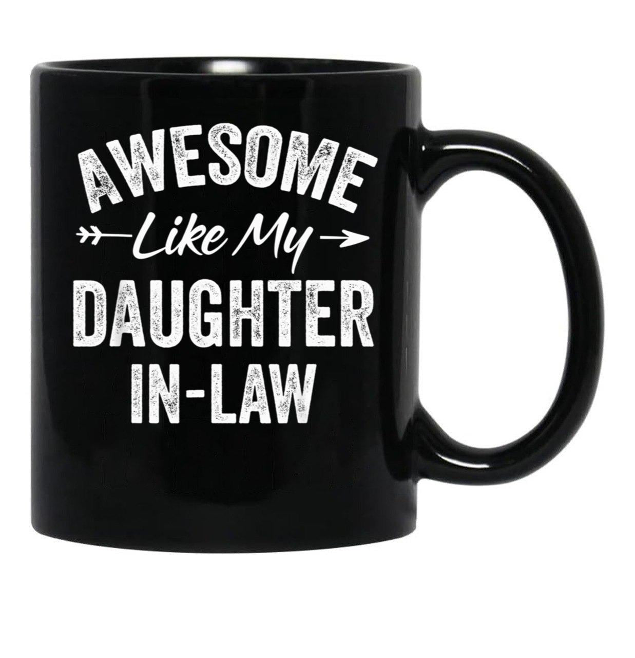 Awesome Like My Daughter In Law - Father'S Mother'S Day Black Coffee Mug - Black