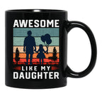 Awesome Like My Daughter Men Funny Fathers Day Dad Vintage Black Coffee Mug - Black