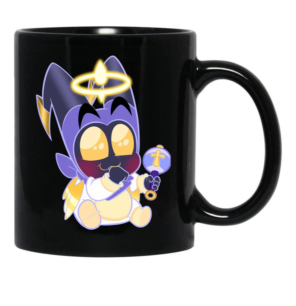 Baby Adam With Rattle Black Coffee Mug, Gift Coffee Mug - Black
