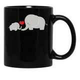 Baby And Parent Elephant With Heart Black Coffee Mug, Gift Coffee Mug - Black