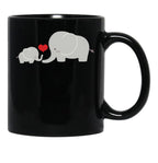 Baby And Parent Elephant With Heart Black Coffee Mug, Gift Coffee Mug - Black