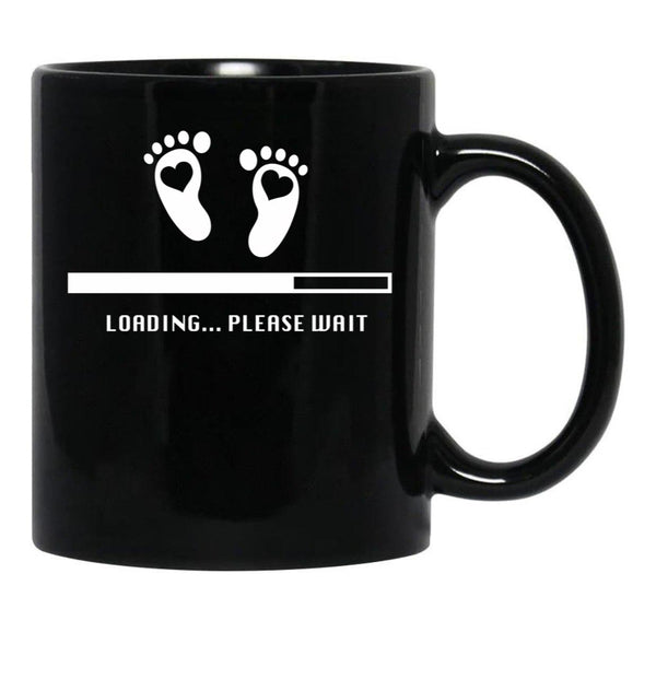 Baby Loading Please Wait. Funny Pregnancy Gift Black Coffee Mug, Gift Coffee Mug - Black