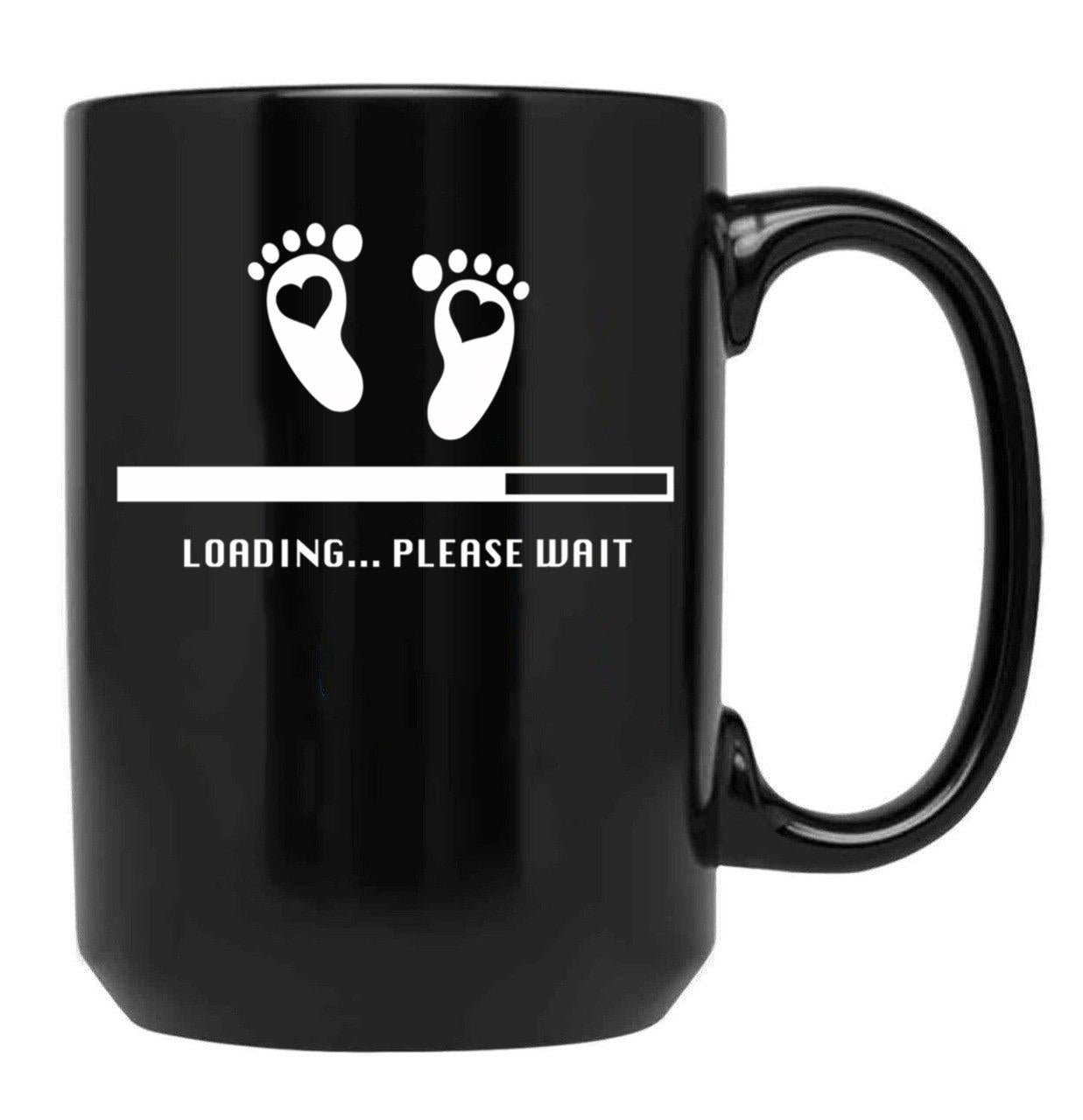 Baby Loading Please Wait. Funny Pregnancy Gift Black Coffee Mug, Gift Coffee Mug