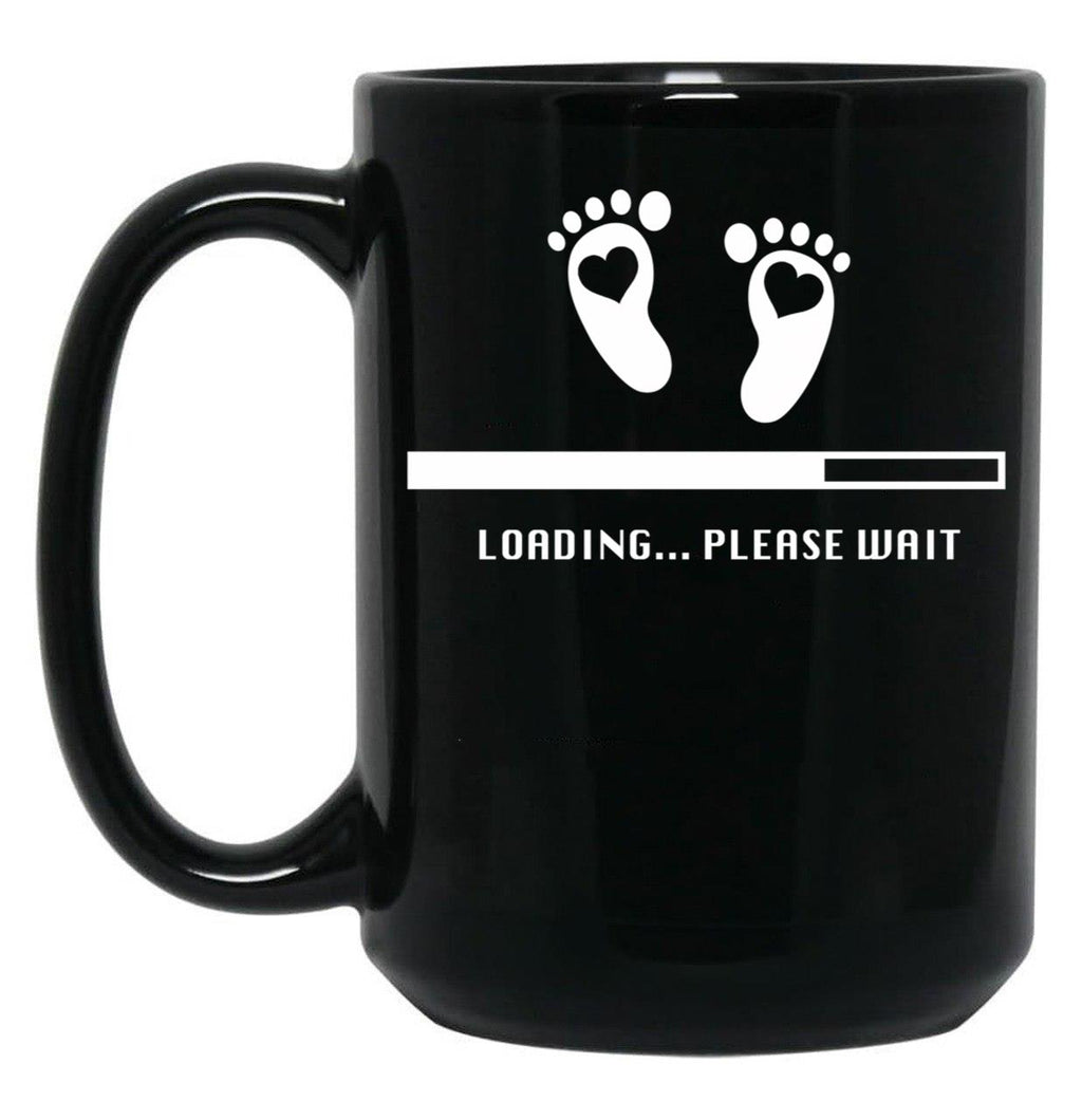 Baby Loading Please Wait. Funny Pregnancy Gift Black Coffee Mug, Gift Coffee Mug