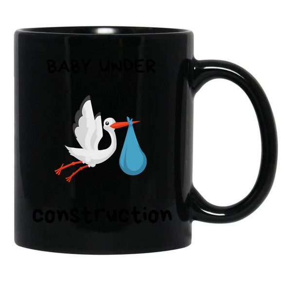 Baby Under Construction Black Coffee Mug, Gift Coffee Mug - Black