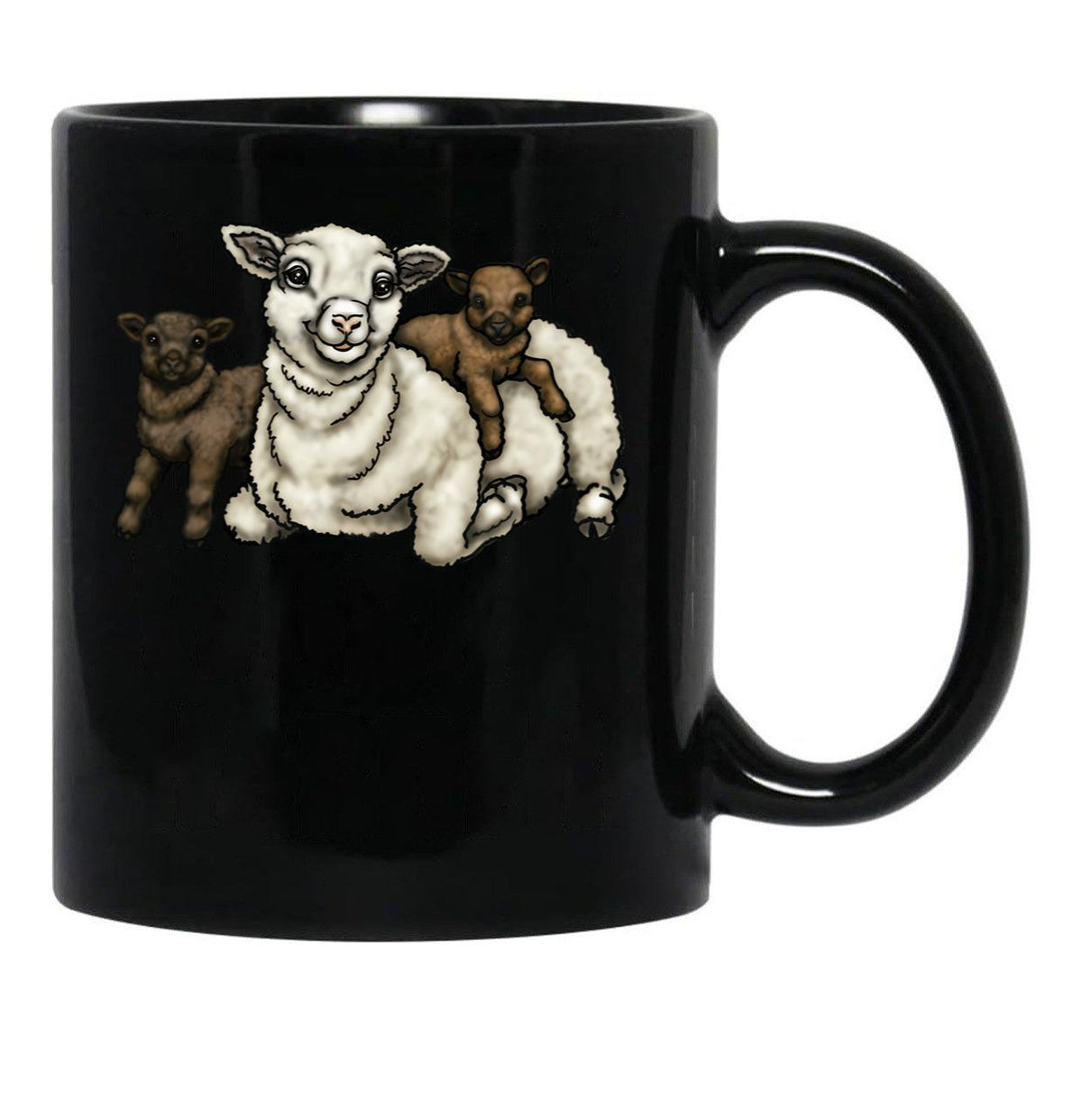 Babydoll Sheep Mom Black Coffee Mug, Gift Coffee Mug - Black