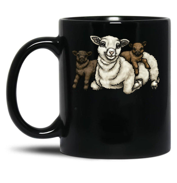 Babydoll Sheep Mom Black Coffee Mug, Gift Coffee Mug - Black