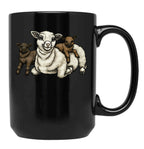 Babydoll Sheep Mom Black Coffee Mug, Gift Coffee Mug