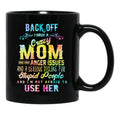 Back Off Crazy Mom Warning Design Black Coffee Mug, Gift Coffee Mug - Black