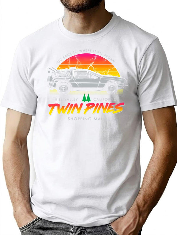 Back To The Mall - Retro 80S Sci Fi Movie T-Shirt for Men & Women, T-Shirts Graphic Tee - White