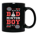 Bad Boy Badminton Boy - Badminton Puns Man Player Sport Funny Shuttlecock Racket Black Coffee Mug, Gift Coffee Mug - Black