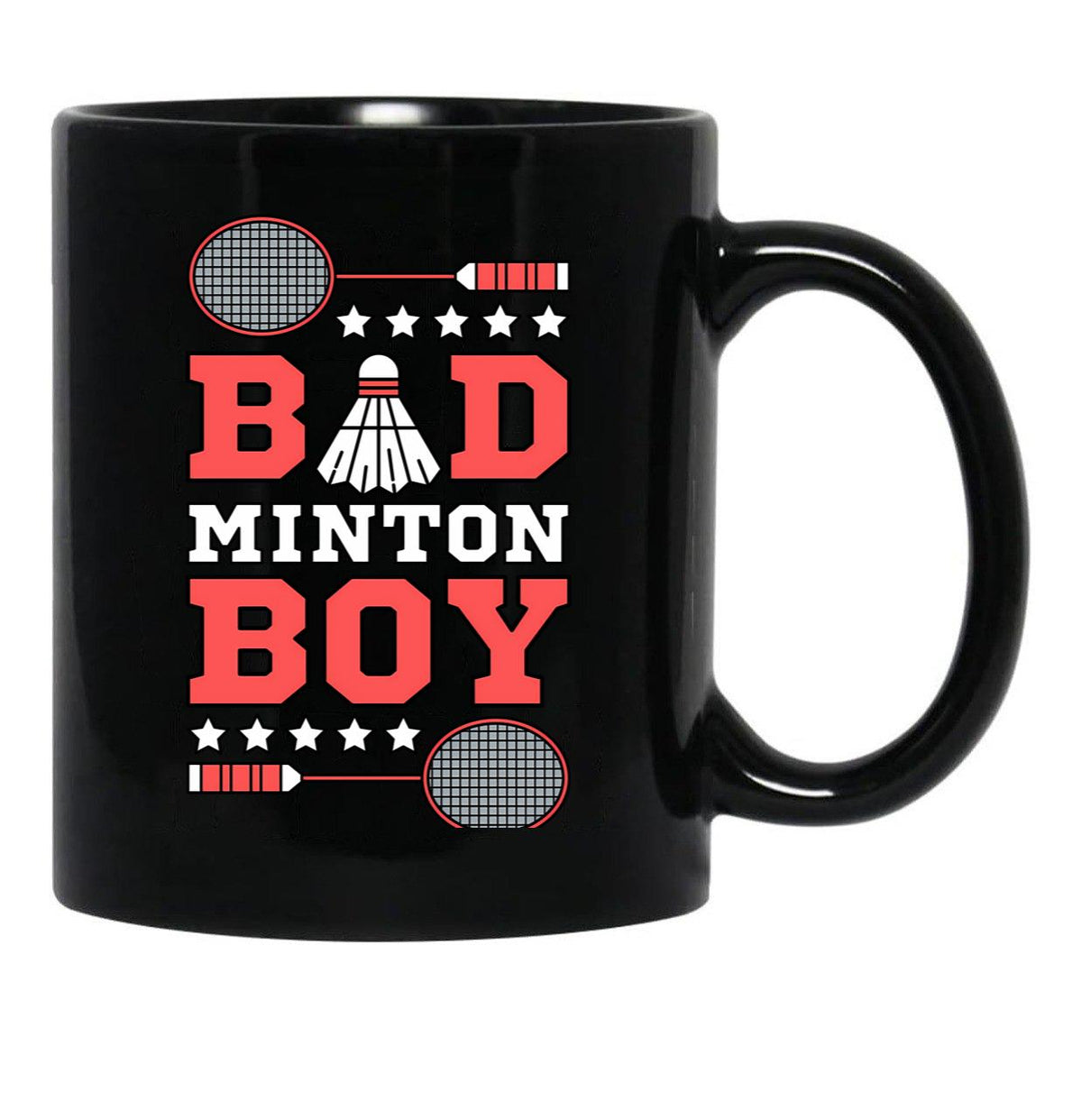 Bad Boy Badminton Boy - Badminton Puns Man Player Sport Funny Shuttlecock Racket Black Coffee Mug, Gift Coffee Mug - Black