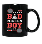 Bad Boy Badminton Boy - Badminton Puns Man Player Sport Funny Shuttlecock Racket Black Coffee Mug, Gift Coffee Mug - Black