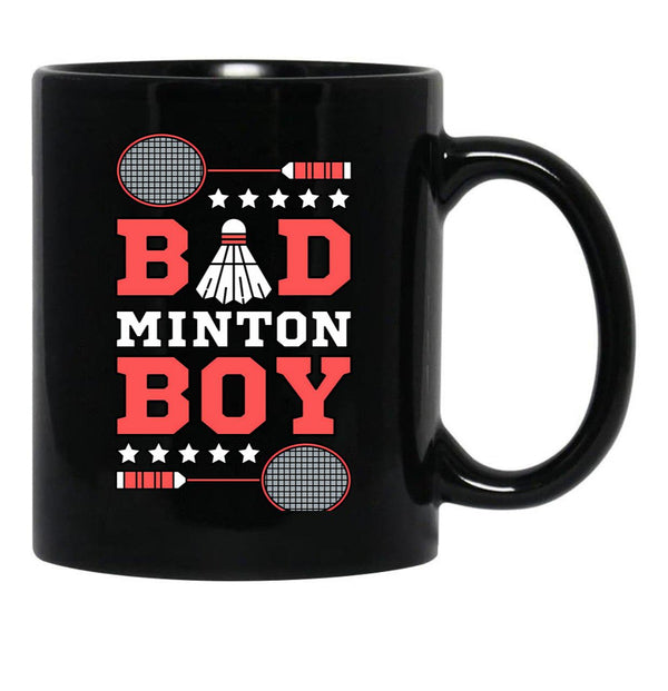Bad Boy Badminton Boy - Badminton Puns Man Player Sport Funny Shuttlecock Racket Black Coffee Mug, Gift Coffee Mug - Black