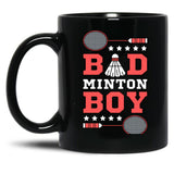 Bad Boy Badminton Boy - Badminton Puns Man Player Sport Funny Shuttlecock Racket Black Coffee Mug, Gift Coffee Mug - Black