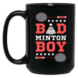 Bad Boy Badminton Boy - Badminton Puns Man Player Sport Funny Shuttlecock Racket Black Coffee Mug, Gift Coffee Mug