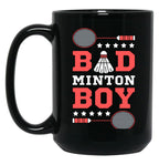 Bad Boy Badminton Boy - Badminton Puns Man Player Sport Funny Shuttlecock Racket Black Coffee Mug, Gift Coffee Mug