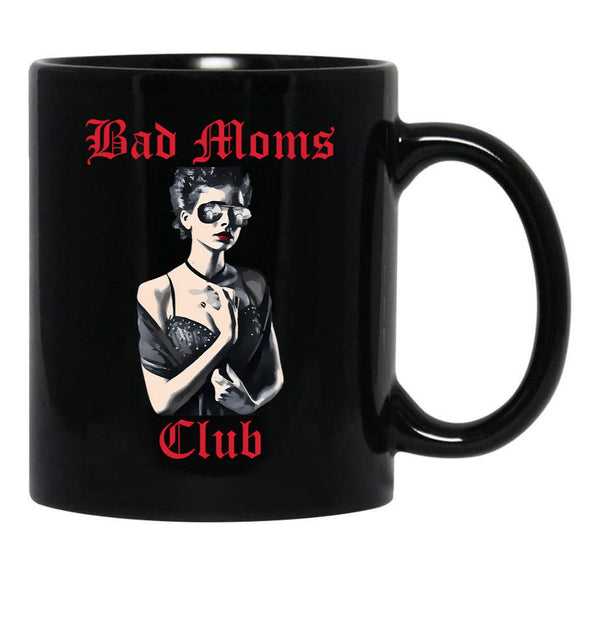 Bad Moms Club Woman With Sunglasses Funny Mothers Day Black Coffee Mug, Gift Coffee Mug - Black
