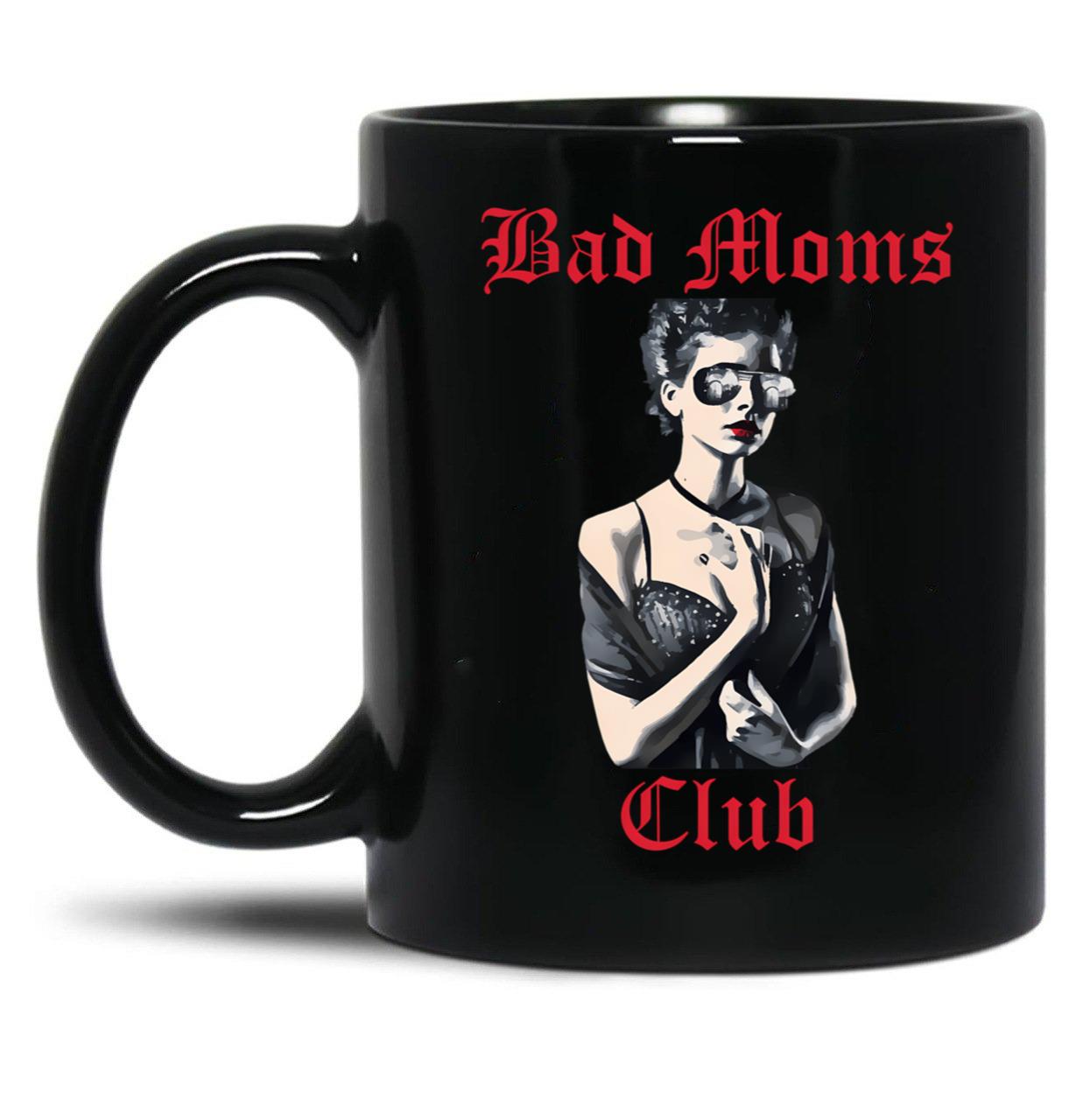 Bad Moms Club Woman With Sunglasses Funny Mothers Day Black Coffee Mug, Gift Coffee Mug - Black