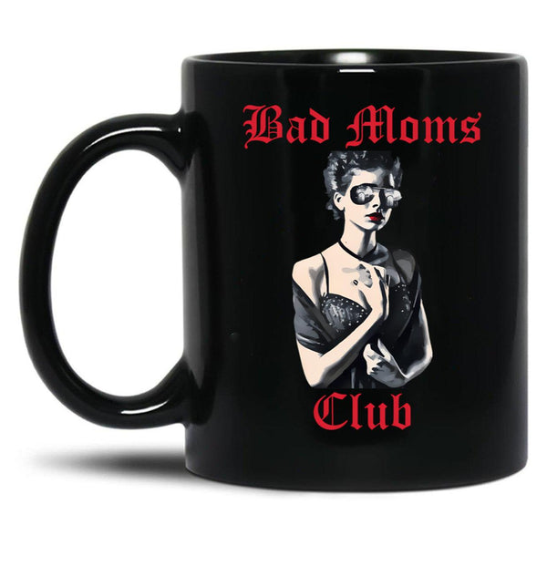 Bad Moms Club Woman With Sunglasses Funny Mothers Day Black Coffee Mug, Gift Coffee Mug - Black