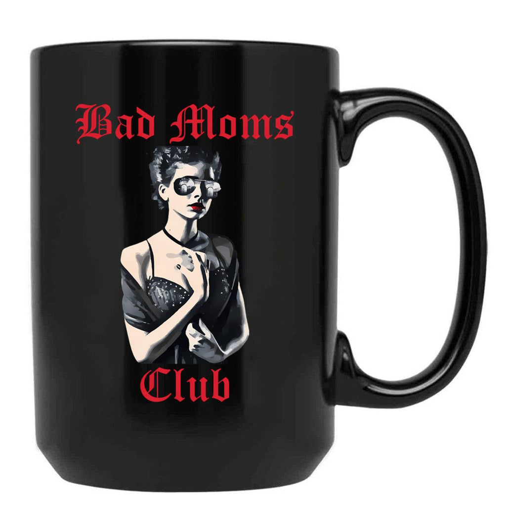 Bad Moms Club Woman With Sunglasses Funny Mothers Day Black Coffee Mug, Gift Coffee Mug