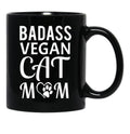 Badass Vegan Cat Mom (3) Black Coffee Mug, Gift Coffee Mug - Black