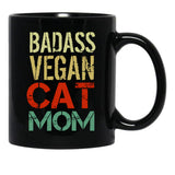 Badass Vegan Cat Mom Black Coffee Mug, Gift Coffee Mug - Black